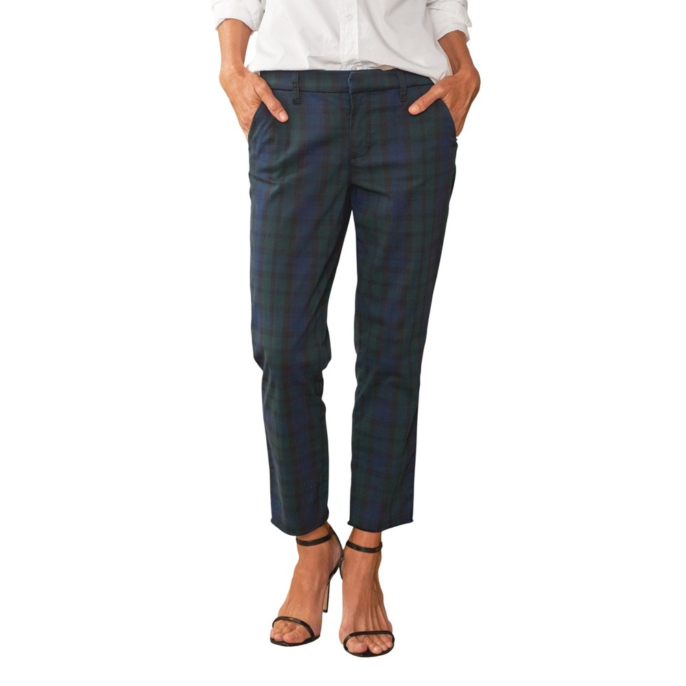 Frank & Eileen Wicklow Italian Cotton Chino Pants Black Plaid Navy Green 10